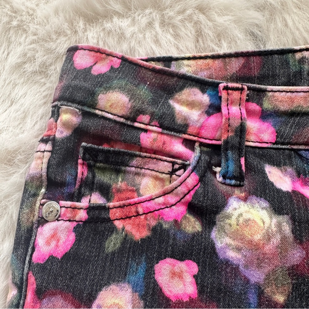 Justice floral print skinny jeans size girls 10 - Picture 5 of 11